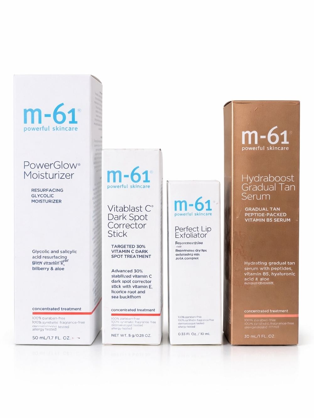 M-61 Skincare Kit PowerGlow Vitablast C Hydraboost Lip Exfoliator NEW